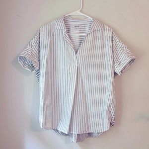 Madewell Women’s Courier Button-Back Shirt in Blue Stripe